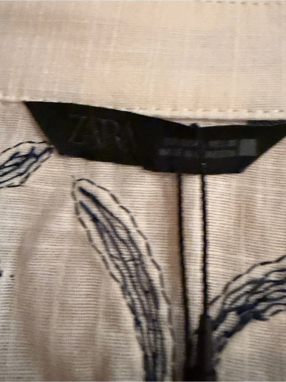 Zara Cream Blouse with Blue Floral Embroidery - Picture 5 of 6